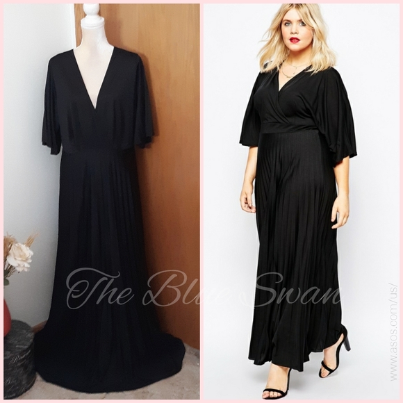 asos curve kimono pleated maxi dress
